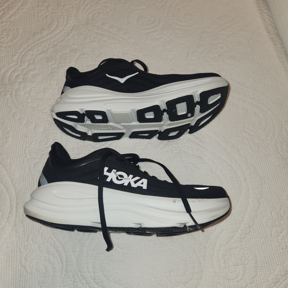 Hoka BONDI 9 Black and White Sneakers